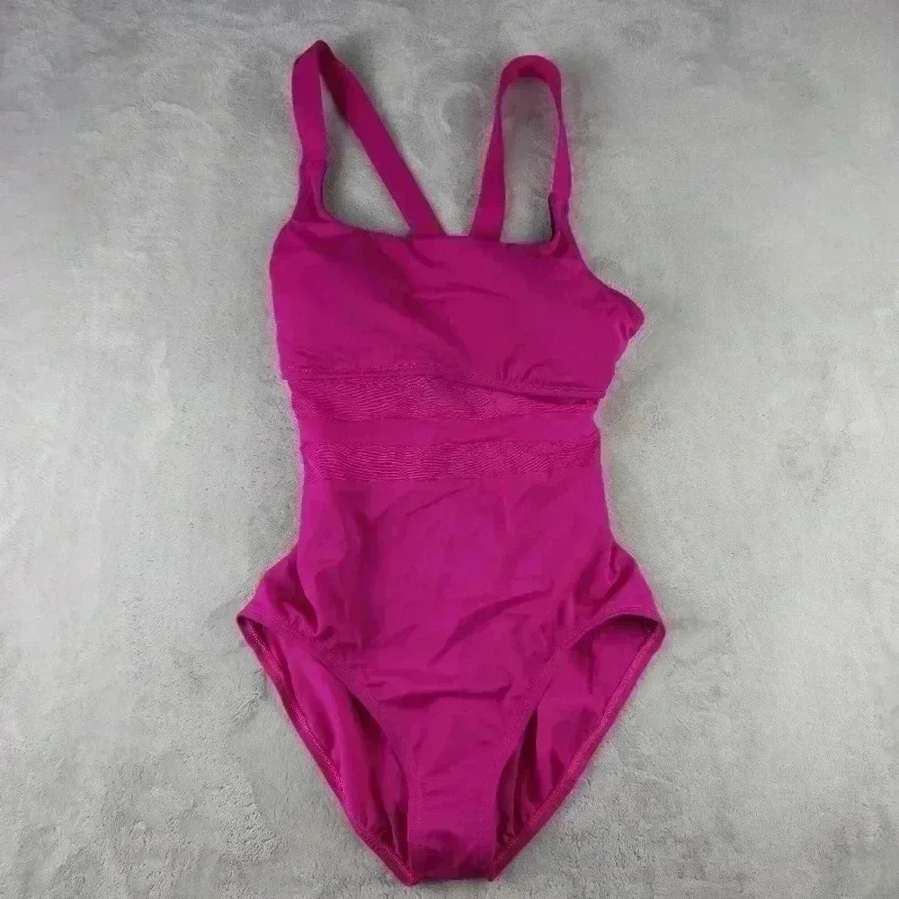 NWT Nike Swimsuit One Piece Women Med Pink Racerback MRSP 100$